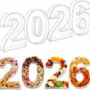 4 Pcs Acrylic 2026 Number Charcuterie Board Fillable, 2026 New Year Party Supplies 10" Charcuterie Board Food Serving Trays for Fruit Cheese Snack Party Decorations