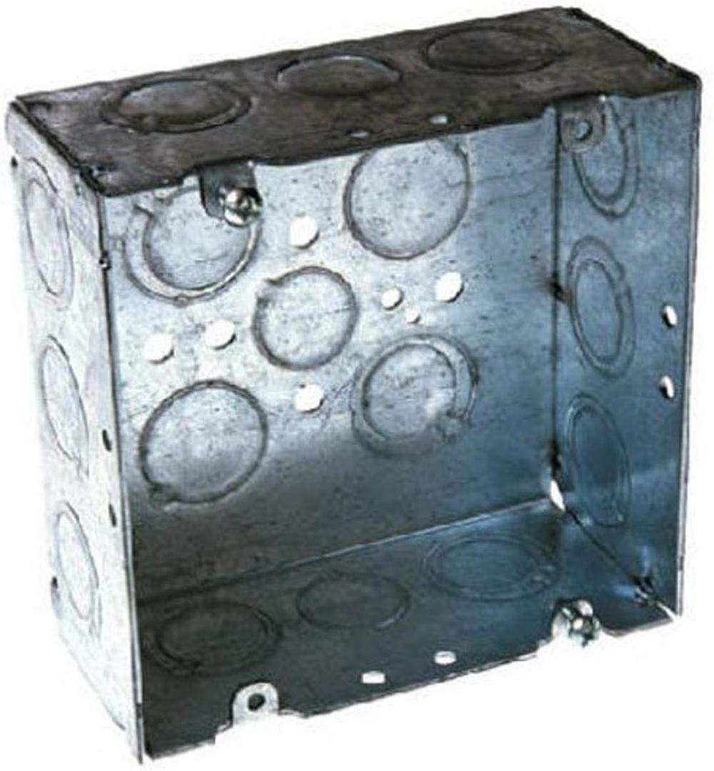 Hubbell-Raco 8257 2-1/8-Inch Deep, 1/2-Inch and 3/4-Inch Side Knockouts Welded 4-11/16-Inch Square Box, Steel