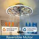 Rustic Caged Ceiling Fan with Lights Remote Control, Retro Industrial Ceiling Fan with Light for Kitchen Bedroom Living Room, Small Large