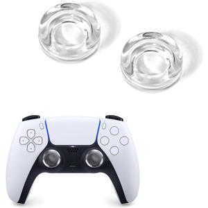 DLseego 2PCS Thumb Grips Caps for Xbox One Switch 2 PS5 PlayStation4 DualSense Switch Pro Wireless Controller Steam Deck, Soft Silicone Transparent Anti-Slip Button Cap Joystick Cover - Clear