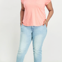 PGANDS Women's Summer Top Short Sleeve T Shirts Casual Basic Loose Fit Tee (Large, Coral)