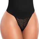 Werena Tummy Control Thong Shapewear for Women High Waist Body Shaper Panties Girdle Lace Shaping Underwear (Black, M)
