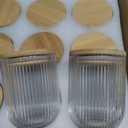 12Pieses Clear Glass Candle Jars for Making Candles, Empty Candle Jars Bulk with Bamboo Lids and Accessories, Ribbed Candle Vessels Containers for Candle Making