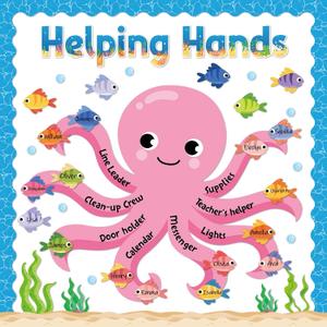 Helping Hands Bulletin Board Set Summer Ocean Theme Class Job Bulletin Board Under The Sea Classroom Decoration Sea Animals Octopus Fish Cutout for School Chalkboard Wall Decor Back to School Supplies