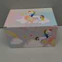 The Memory Building Co Unicorn Musical Jewelry Box Plays Classic Melody, Storage Organizer Music Box for Kids Ages 6-12, MDF Wood w/ 2 Fabric Lined Ring Bracelet Necklace Treasure Compartments