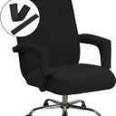 H.VERSAILTEX Home Office Chair Covers Stretchable Computer Desk Chair Covers Mid - High Back Universal Executive Boss Gaming Seat Cover Removable Machine WashableNon Slip Thick Jacquard, Black- Large