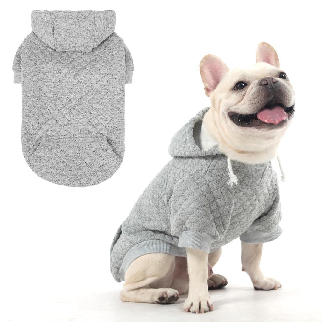 KOOLTAIL Dog Hoodie for Small Medium Large Dogs, Ultra-Warm & Soft Winter Fall Fleece Dog Hooded Sweatshirt Clothes Sweater, Lightweight Pullover Coat for Boy Girl Bulldog Pitbull Puppy Cats,Gray M
