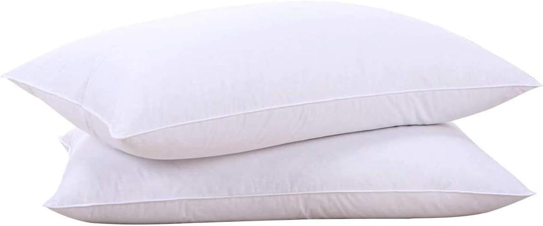 Puredown Goose Feathers and Down White Pillows with 100% Cotton Cover, Bed Sleeping Hotel Collection Pillows Set of 2, Standard Size