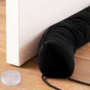 36" Door Draft Stopper for Bottom of Door, Block Hot Air Entering and Keep Cold Air in, up to 3" Door Gap Filler with Reusable & Washable Cover, All-Season Door Sweep for Noise, Wind, Black