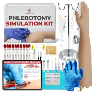 The Apprentice Doctor Phlebotomy Practice Kit  Complete Phlebotomy Training Arm for Venipuncture & IV Simulation | Designed for Medical & Nursing Students (Arm with Kit)