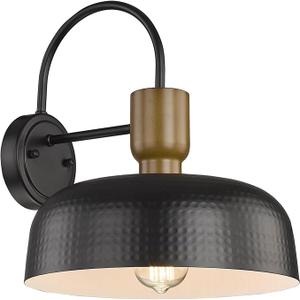 Outdoor Barn Light Hammered Barn Light, Farmhouse Exterior Wall Mount Light Vintage Wall Lighting Fixture Industrial Sconce Lantern for Porch, Entryway, Garage, Black, 1 Pack