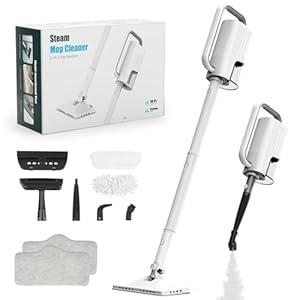 7-in-1 Steam Mop, 1200W Rotated Steam Cleaner for Home, 2 Modes, 400ML Removable Tank, 23FT Cord, 2 Washable Pads, Multi-Surface Steamer for Hard Floor, Laminate Floor, Tiles Cleaning (Jade White)