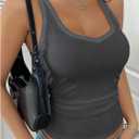 SHENHE Women's Ribbed Knit V Neck Slim Fit Basic Tank Top Layering Sleeveless Undershirt (M)