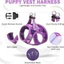 SCENEREAL Dog Harness and Leash Collar Set, Step in No Pull Soft Mesh Dog Harnesses for Dogs Puppy and Cats Outdoor Walking, No Chock Reflective Vest Harness, Purple Plaid, XS