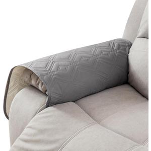 Genina 100% Waterproof Couch Arm Covers Set of 2, Armrest Covers for Sofa Couch Armchair, Anti-Slip Sofa Arm Cover Protectors Armchair Slipcovers for Pets Dogs (Light Gray)