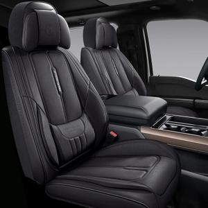 NS YOLO Full Coverage Leather Car Seat Covers for Cars,SUVs and Pick-up Trucks,Car Seat Protector,Automotive Seat Covers,Car Seat Cushion,Black Seat Cover,Front Seat Cover for 2 Seats