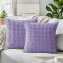 QUORGVES Corduroy Decorative Throw Pillow Covers 20x20 Inch Set of 2 Soft Pillow Covers 20 x 20 Farmhouse Home Decor for Sofa Living Room Couch Bed Lavender Light Purple