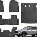 Floor Mats for 2023 2024 2025 Honda Pilot Upgrade Trunk Mat with Backrest Mat All Weather Floor Liners TPE Rubber Cargo Liner Fit for 2025 Honda Pilot Anti-Slip Full Set Automobile Mats Accessories