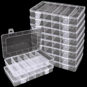 10 Pack 6 Grids Tackle Box Organizer, Clear Fishing Tackle Boxes, Clear Organizer Box with Dividers, Plastic Storage Organizer Container for Crafts, Beads, Earrings, Screws, Nail, Pins