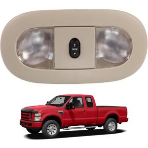 Overhead Console with LED Dome Map Light Sunroof Switch Compatible With 2008-2010 Ford F-250 F-350 F-450 F-550 Super Duty Cab Interior Ceiling Headliner Lamp Replaces 8C3Z-25519A70-AA Beige