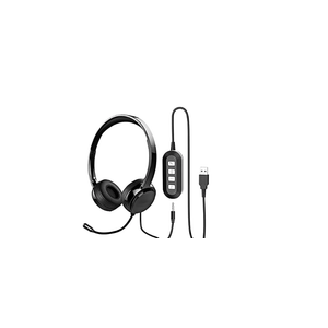 USB Headset with Microphone for PC Laptop, 3.5mm Headphone with Microphone Noise Canceling&Volume Control, Computer Headset with Mute for Skype MS Teams Online Conference, Black