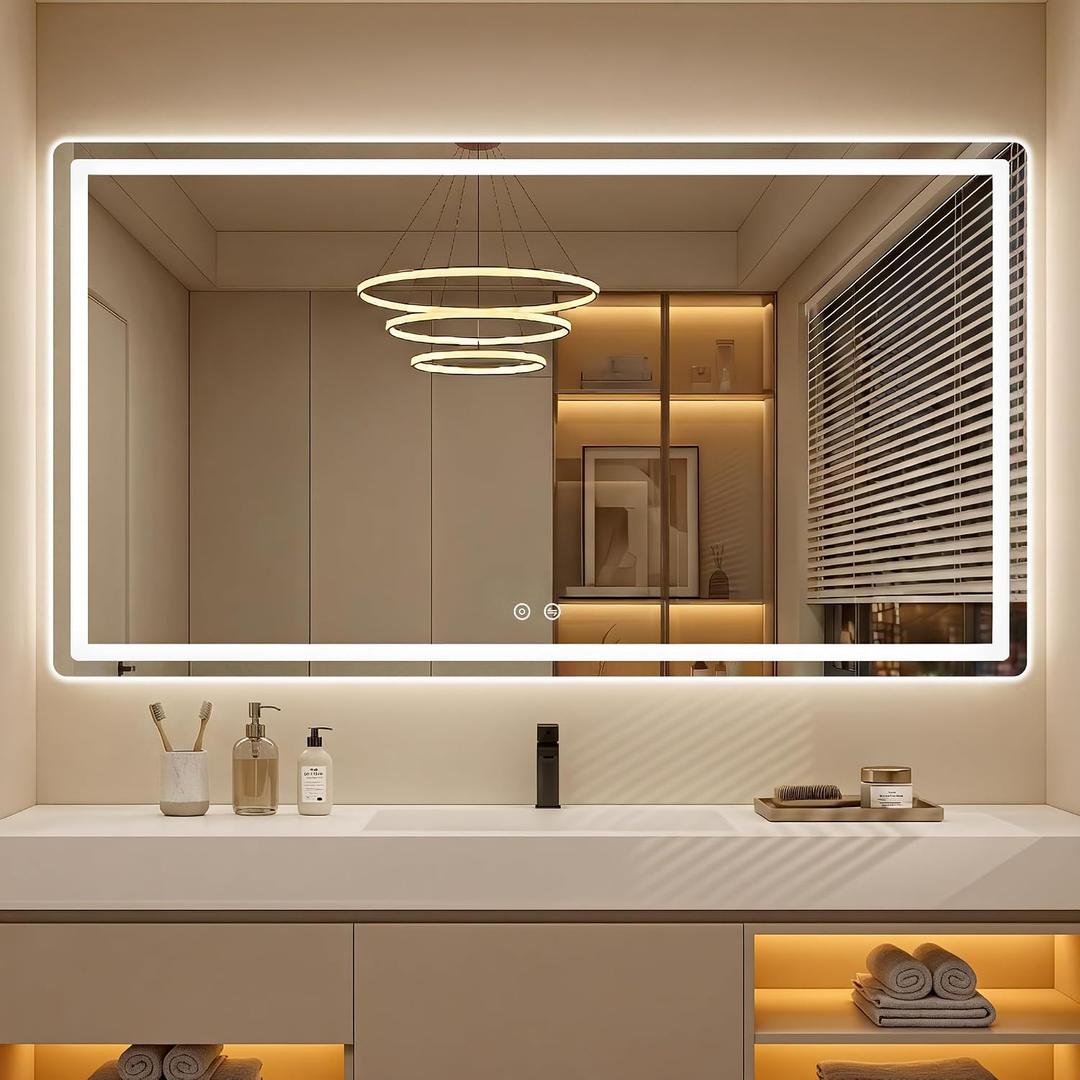 LED Bathroom Mirror with Lights, 30 x 55 Lighted Vanity Wall Mirror