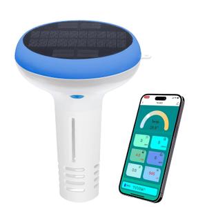 Smart Chlorine pH Monitor, Pool Chlorine Meter, Salt pH Meter for Salt Water Pool, Solar Powered Digital pH Tester, YINMIK 7 in 1 pH Chlorine Salinity ORP TDS EC Temp Test Kit for Spa, Hot Tub