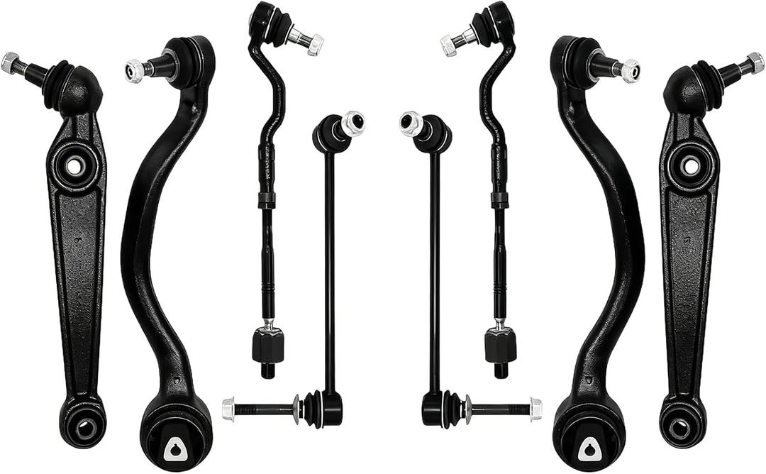8Pcs Front Lower Control Arm with Ball Joint Tie Rod End Sway Bar Link Suspension kit fit for 2007-2013 BMW X5, for 2008-2013 BMW X6