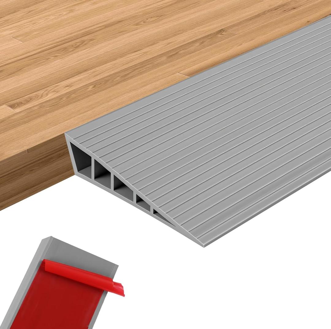 1" Rise Threshold Ramps for Doorways Floor Transition Strip Self-Adhesive 40'' L Wheelchairs Ramps for Doorways, Edge Door Threshold for Home Steps (Grey) (Gray)