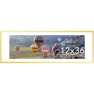 JCJMY 12x36 Picture Frame with 10x30 Mat, Display Photo 10x30 with Mat or 12 x 36 Without Mat, Wall Hanging Large 12 by 36 Poster Frame with Plexiglass, Gold