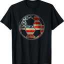 American Flag on Soccer Ball - Soccer Ball Flag T-Shirt (M, Black)