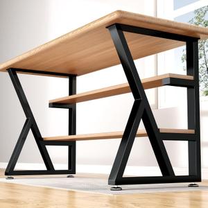 Giantjellies K Shape Heavy Duty Metal Table Legs Set of 2, 28" H20" W Black Iron Table Legs with Adjustable Foot Pads,1000LBS Load Capacity for Desk/Dining Table/Bench
