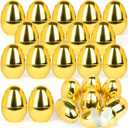 LEASEN 24 Pack Gold Easter Eggs, 2.3 Inch Metallic Plastic Empty Eggs, Surprise Golden Eggs Fillable for Easter Treats Fillers, Easter Eggs Hunt, Easter Party Favor, Basket Stuffers Fillers