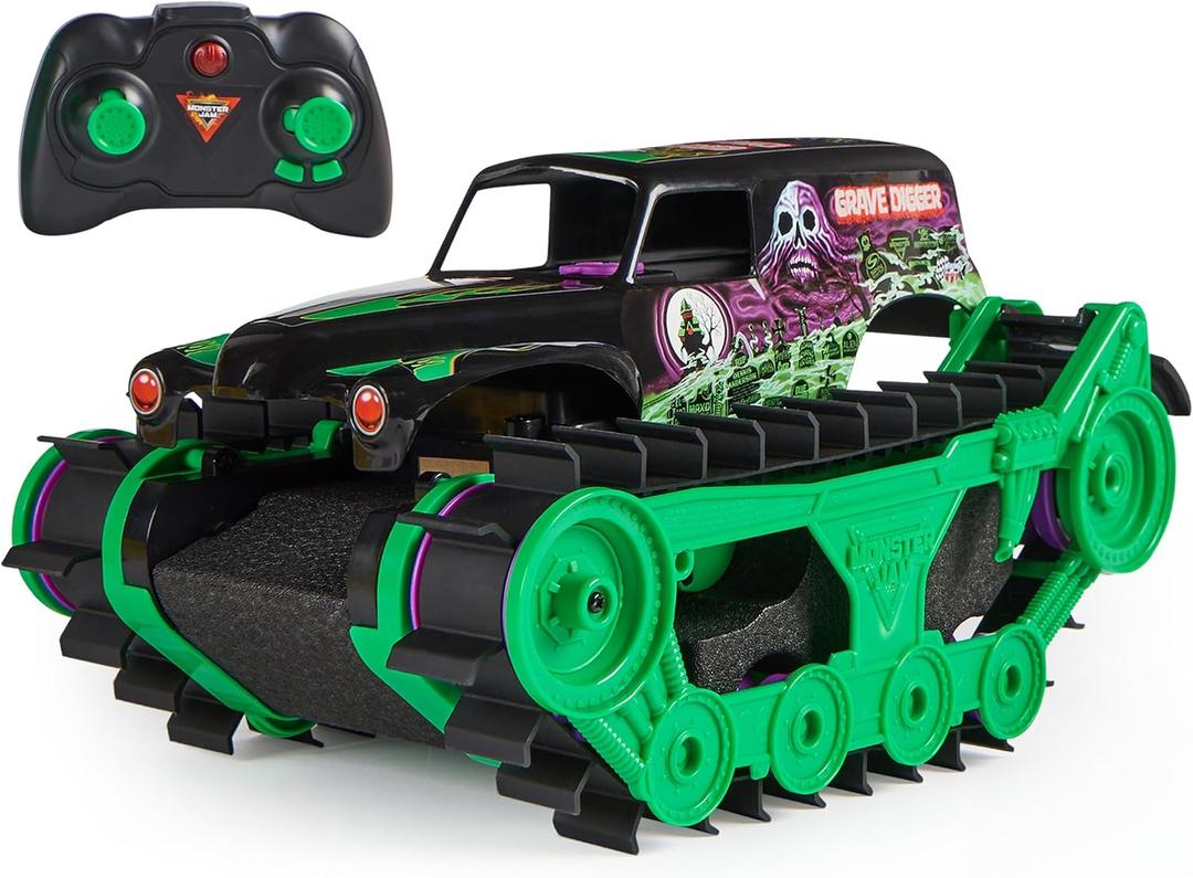 Monster Jam, Official Grave Digger Trax All-Terrain Remote Control Outdoor Vehicle, 1:15 Scale, Kids Toys for Boys and Girls Ages 4-6+