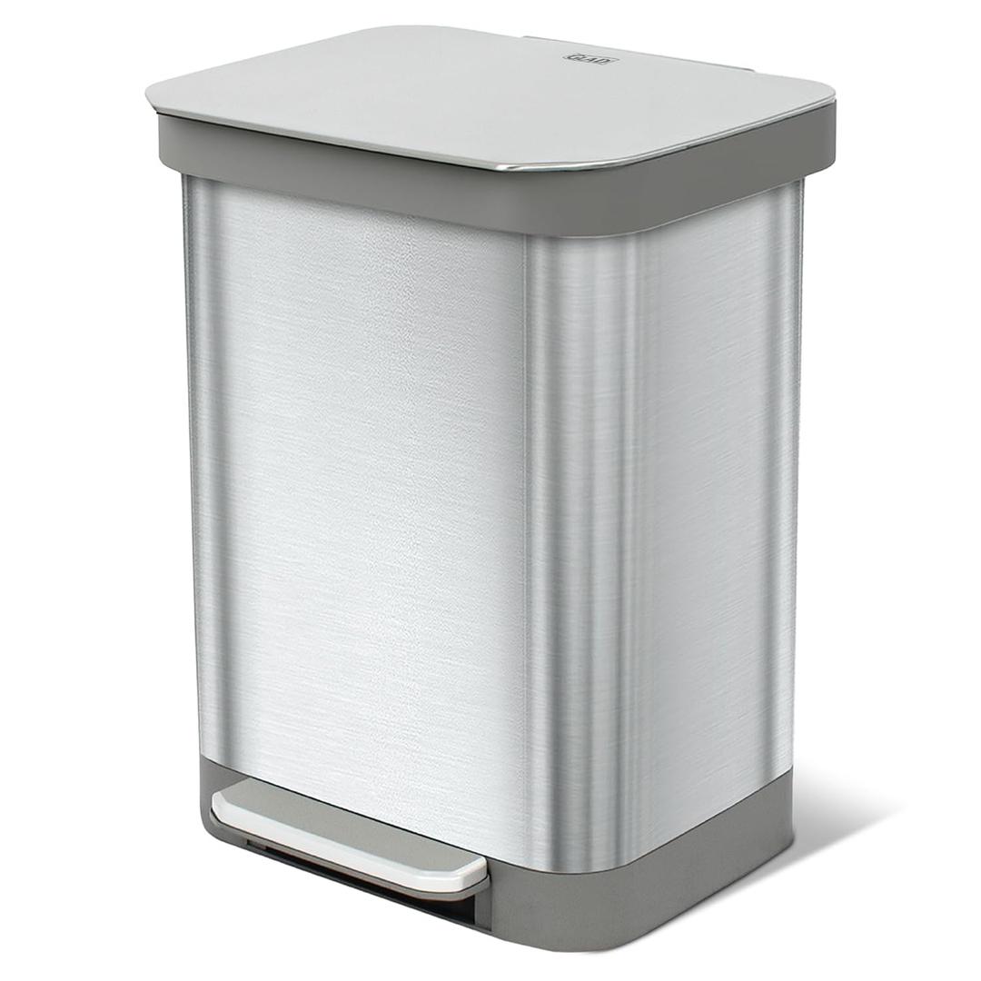 Glad 13 Gallon All-Brushed Stainless Steel Trash Can Lid