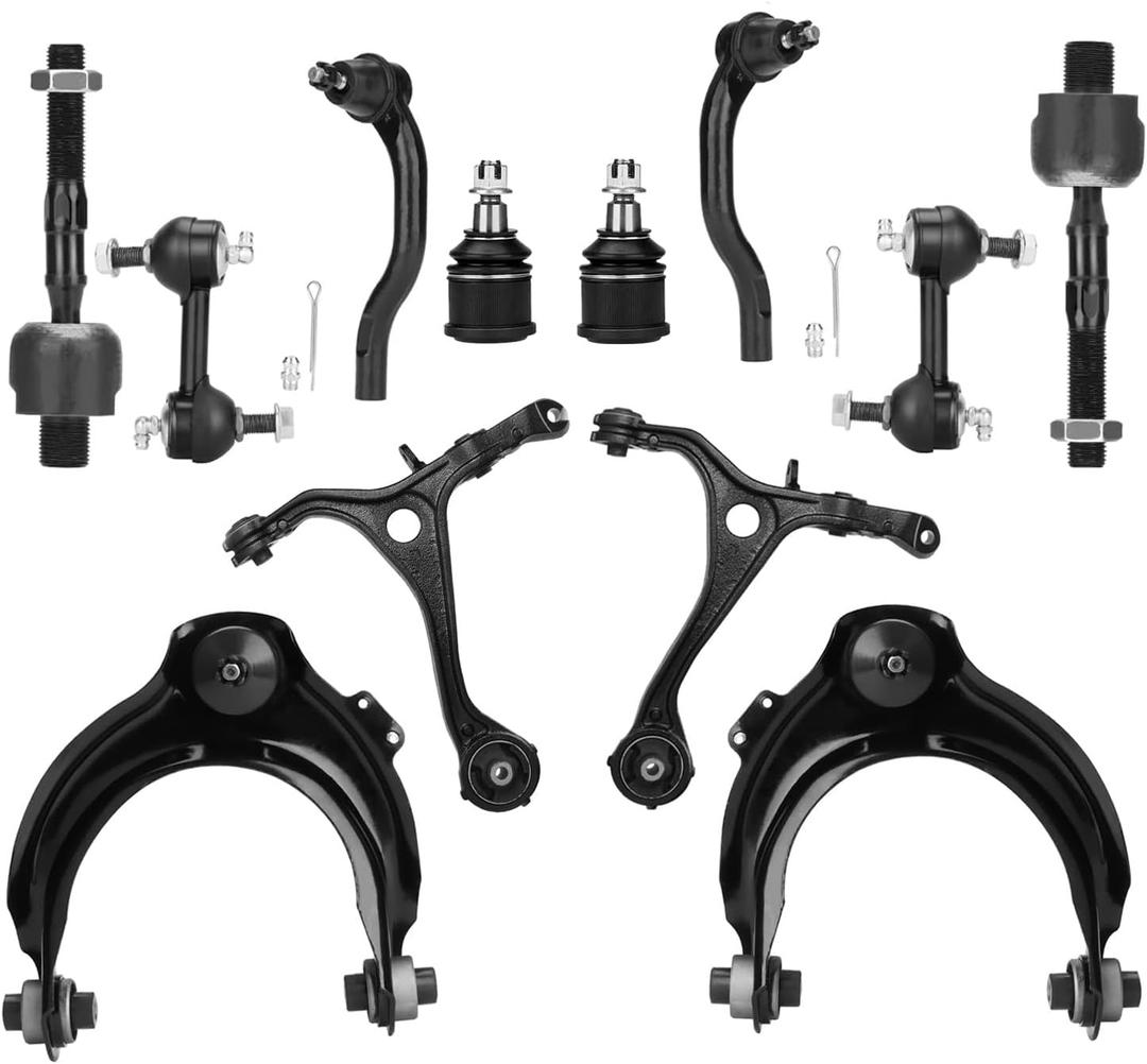 Front Suspension Kit Upper Lower Control Arms Ball Joints Fit for Honda Accord 2003 2004 2005 2006 2007, Fit for Acura TSX 2004 2005 2006 2007 2008-12 pcs Ball Joints Sway Bars Tie Rods.