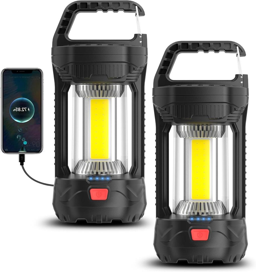 Favourlite Camping Lantern, 1500LM Camping Light 3000 Capacity Phone Charger LED Impact-Resistant Flashlight Lantern Portable Waterproof Hurricane Lanterns for Power Outages (1 Pack)