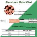 10ft 6/2 Metal Clad (MC) Cable with Ground, 6 Gauge Electric Wire with Aluminum Armor, Solid Bare Copper Conductors for Indoor Outdoor Underground Embedded Installation (6/2, 10 ft)