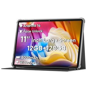 COLORROOM 2026 Android 16 Tablet 11inch, Face Unlock, 18W Fast Charging, 32GB+128GB+1TB Expand, Octa-core CPU, 8000mAh Large Battery, WiFi6, Touchscreen Display, Widevine L1 Tableta, Black