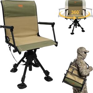 Hunting Blind Chair 360 Degree Silent Swivel,Turkey Hunting Seat,300 Lbs Capacity, Height Adjustable & Quick Folding for Ultimate Portable Comfort