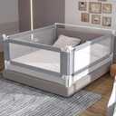 3-Piece Twin Size Bed Rail for Toddlers - Adjustable Baby Bed Rail Guard, Kids Safety Bed Rail for Twin Size Bed (74.8"x74.8"x39"-Grey)