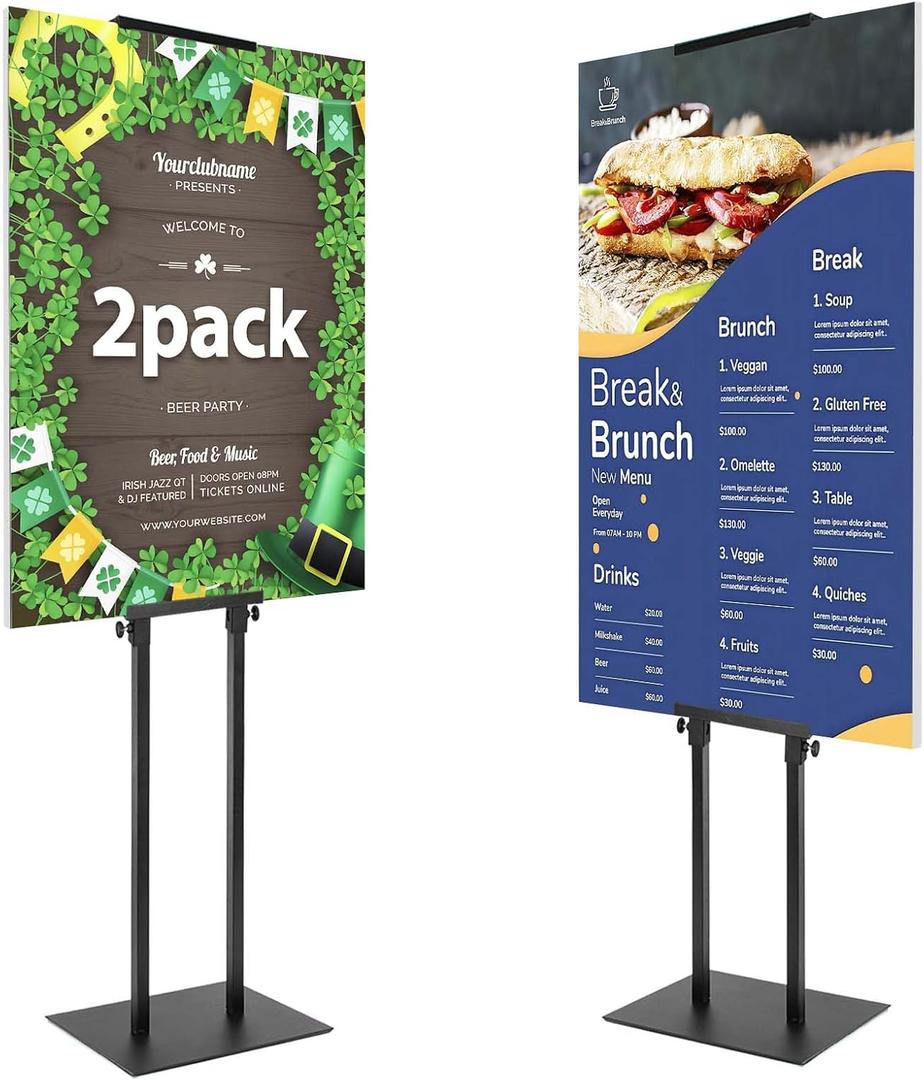 2PACK Poster Stand Adjustable Poster Holder Stand, Foam Board Stand for Display, Heavy Duty Pedestal Sign Holder, Metal Stand for Display Board Up to 83"