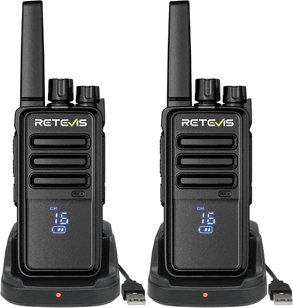Retevis RT68H Walkie Talkies for Adults,2 Way Radio Long Range, Intuitive,Channel,Power Display,VOX Hands Free,Keylock,Rugged Two Way Radios with USB Charging Base,for Trip Camping Hiking (2 Pack)