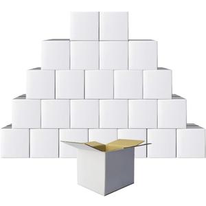 PETAFLOP Shipping Boxes 4x4x4 White Cardboard Box Kraft Corrugated Small Mailing Boxes, 25 Pack