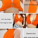 Women's Tank Tops Sexy Deep V Neck Sleeveless Shirts Y2k Night Out Crop Top with Ring (Orange, S)