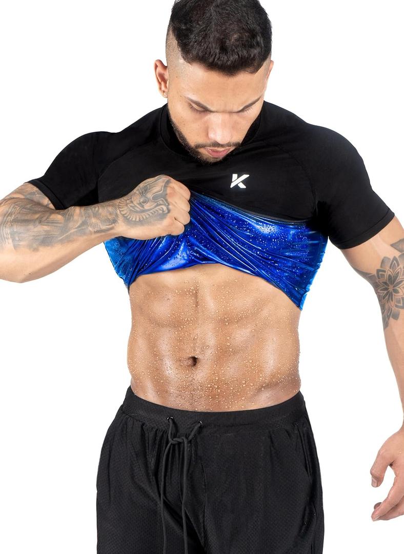 Kewlioo Sauna Shirt for Men - Heat Trapping Sweat Vest, Sauna Suit For Men, Compression Workout Sweat Suit for Gym, Workouts, M