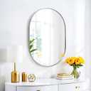SCWF-GZ 30x20 Mirror Runway Oval Wall Mounted Aluminum Alloy Metal Frame Rectangle Mirrors for Entryway Bedroom Bathroom Living Room 30 20 inch Silver
