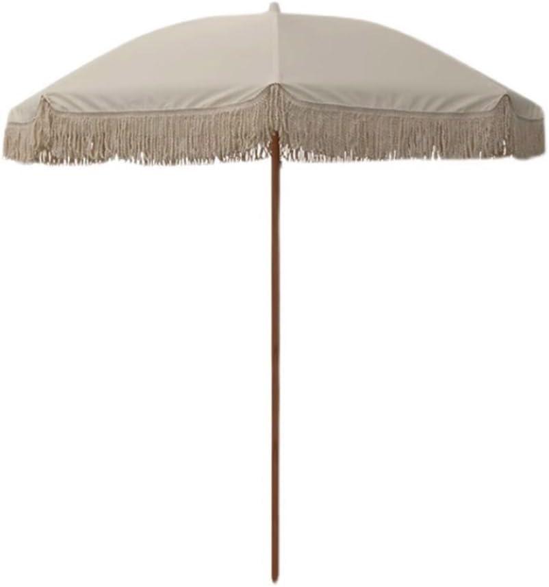 6.5 ft/200 cm Boho Garden Umbrella with Fringes, Outdoor Patio, Deck, Beach Parasol, Balcony Umbrella for Lawn, Pool, Beach, Backyard