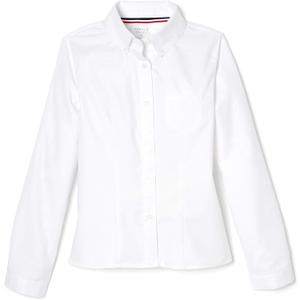 French Toast Girls' Long Sleeve Oxford Blouse (14, White)