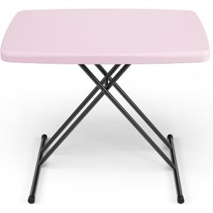 30 Inch Folding Table, Adjustable Height TV Tray for Small Spaces, Heavy Duty Foldable Utility Table for Laptop, Dining, Camping, No Assembly, 200 lbs Capacity, Pink Granite